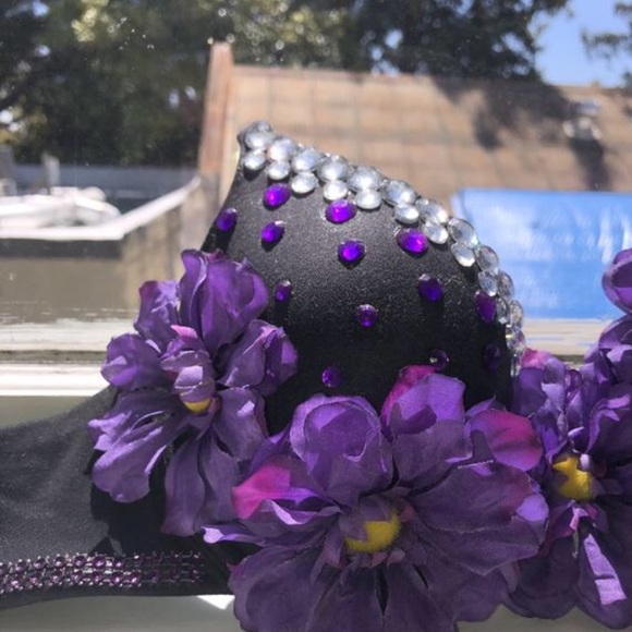 Purple Flower Rave Bra - Picture 4 of 4